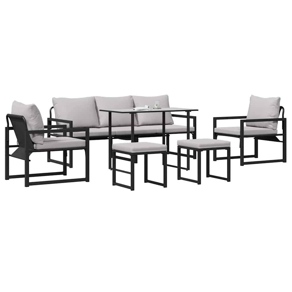 Tuinbankenset met kussen 6 pcs Zwart Staal is nu te koop bij PeponiXL, paradijselijk wonen!