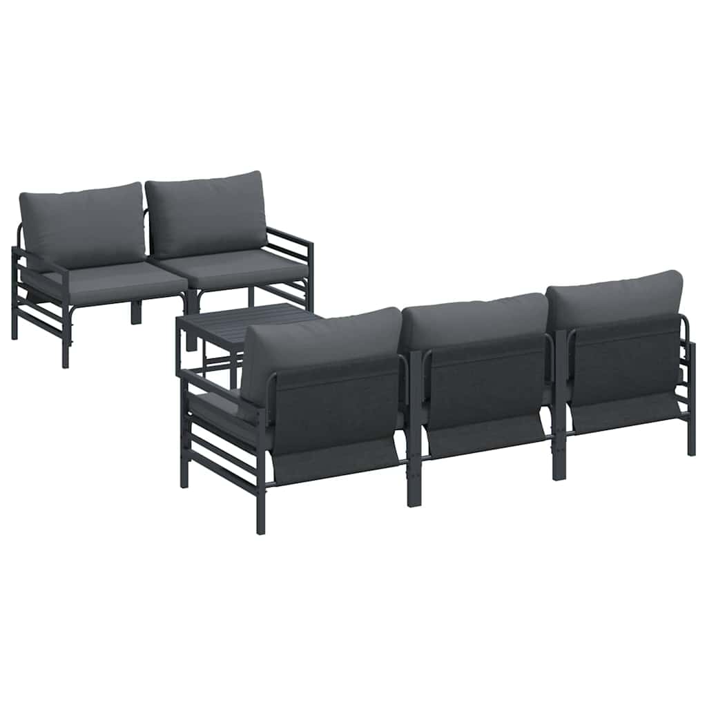 Tuinbankenset met kussen 6 pcs Zwart Staal is nu te koop bij PeponiXL, paradijselijk wonen!