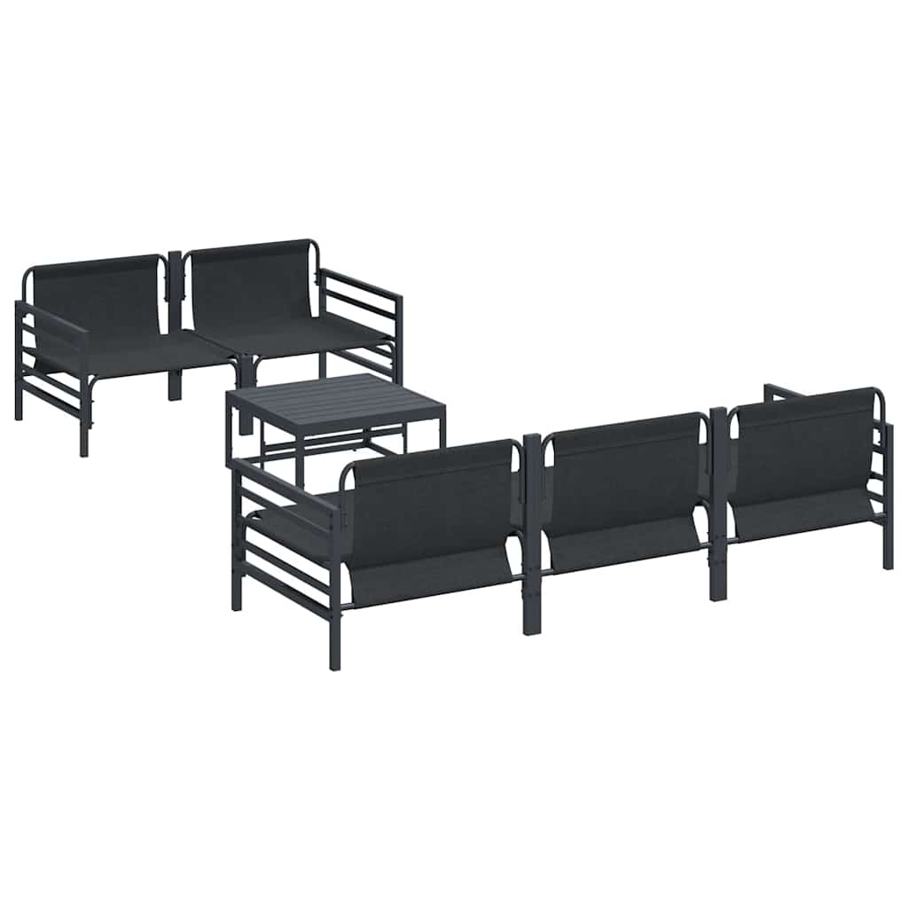 Tuinbankenset met kussen 6 pcs Zwart Staal is nu te koop bij PeponiXL, paradijselijk wonen!