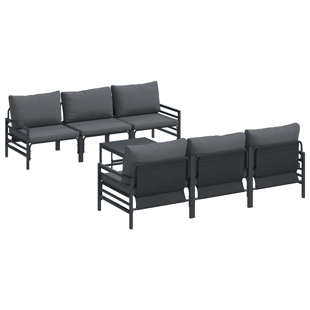 Tuinbankenset met kussen 7 pcs Zwart Staal is nu te koop bij PeponiXL, paradijselijk wonen!