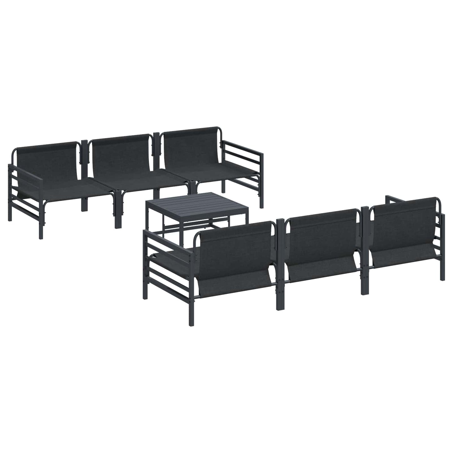 Tuinbankenset met kussen 7 pcs Zwart Staal is nu te koop bij PeponiXL, paradijselijk wonen!