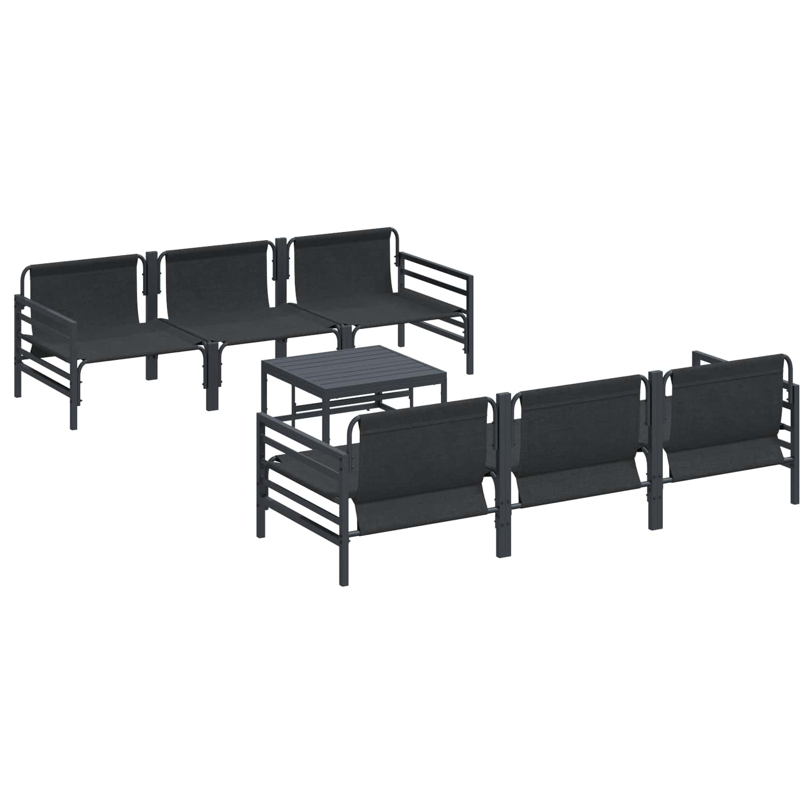 Tuinbankenset met kussen 7 pcs Zwart Staal is nu te koop bij PeponiXL, paradijselijk wonen!