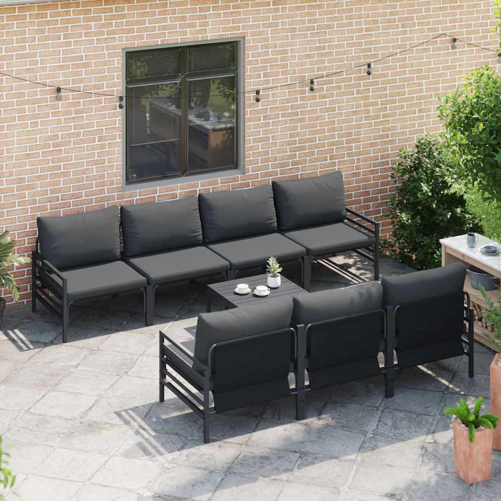 Tuinbankenset met kussen 8 pcs Zwart Staal is nu te koop bij PeponiXL, paradijselijk wonen!