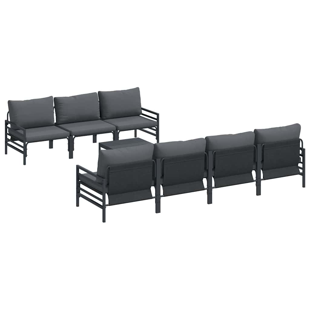 Tuinbankenset met kussen 8 pcs Zwart Staal is nu te koop bij PeponiXL, paradijselijk wonen!