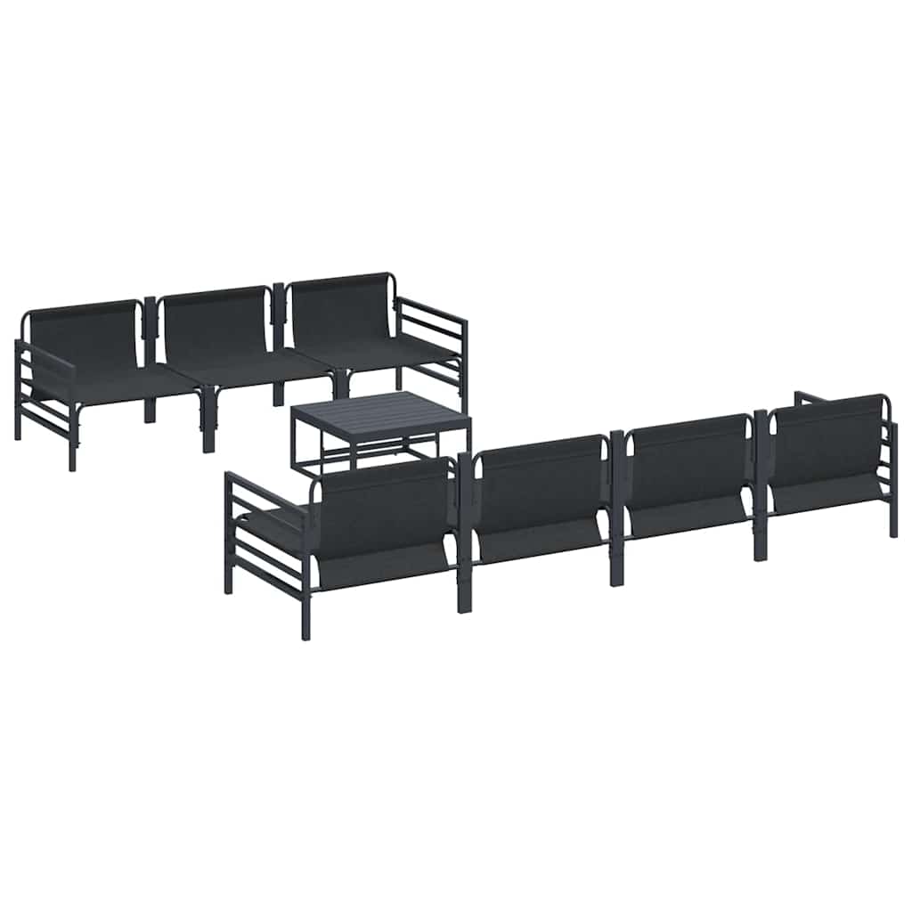 Tuinbankenset met kussen 8 pcs Zwart Staal is nu te koop bij PeponiXL, paradijselijk wonen!