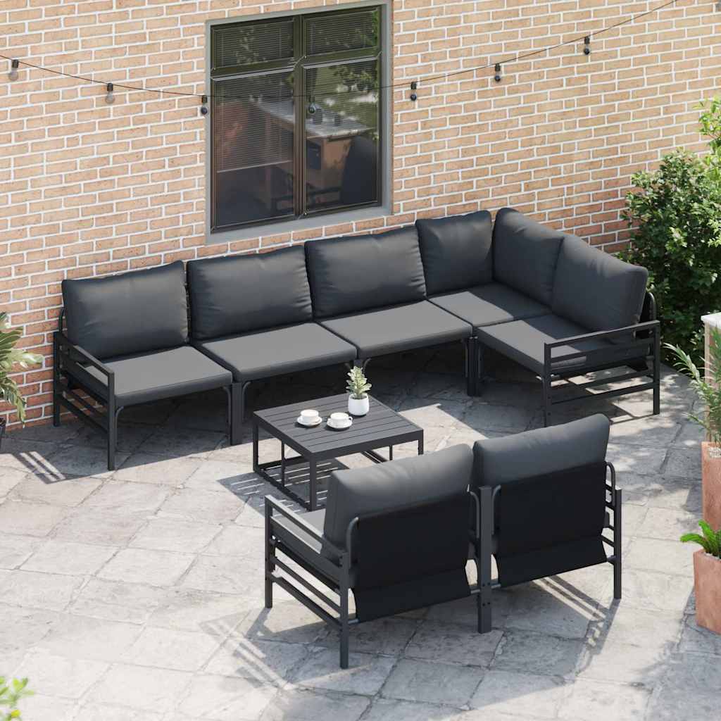 Tuinbankenset met kussen 7 pcs Zwart Staal is nu te koop bij PeponiXL, paradijselijk wonen!