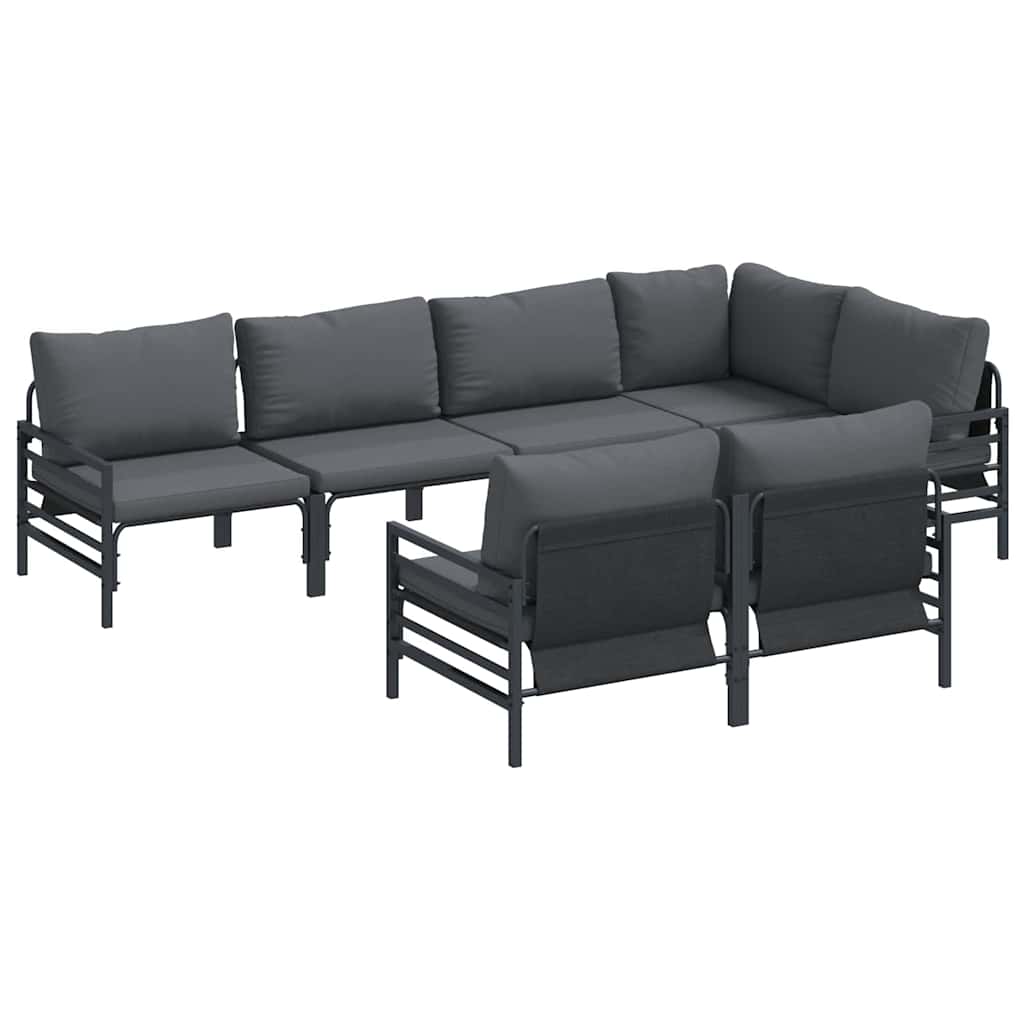 Tuinbankenset met kussen 7 pcs Zwart Staal is nu te koop bij PeponiXL, paradijselijk wonen!