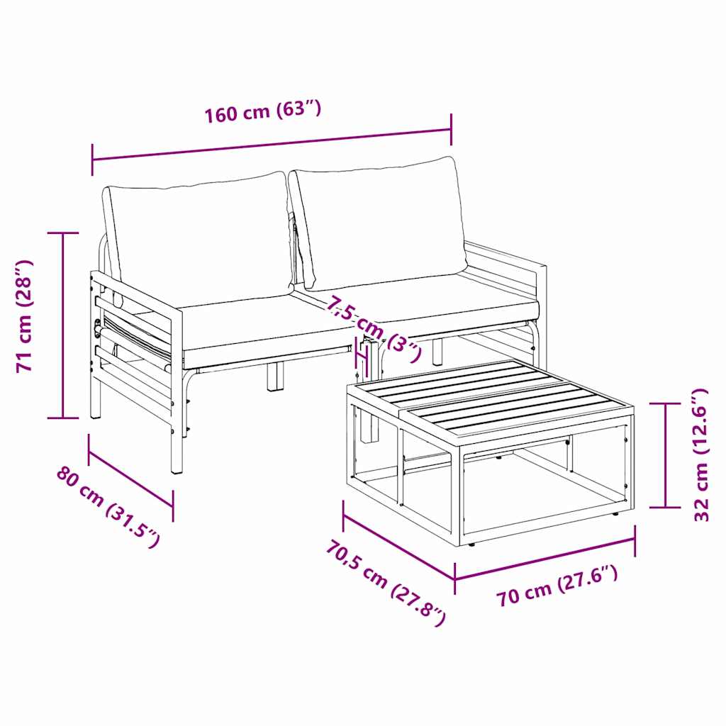 Tuinbankenset met kussen 3 pcs Zwart Staal is nu te koop bij PeponiXL, paradijselijk wonen!