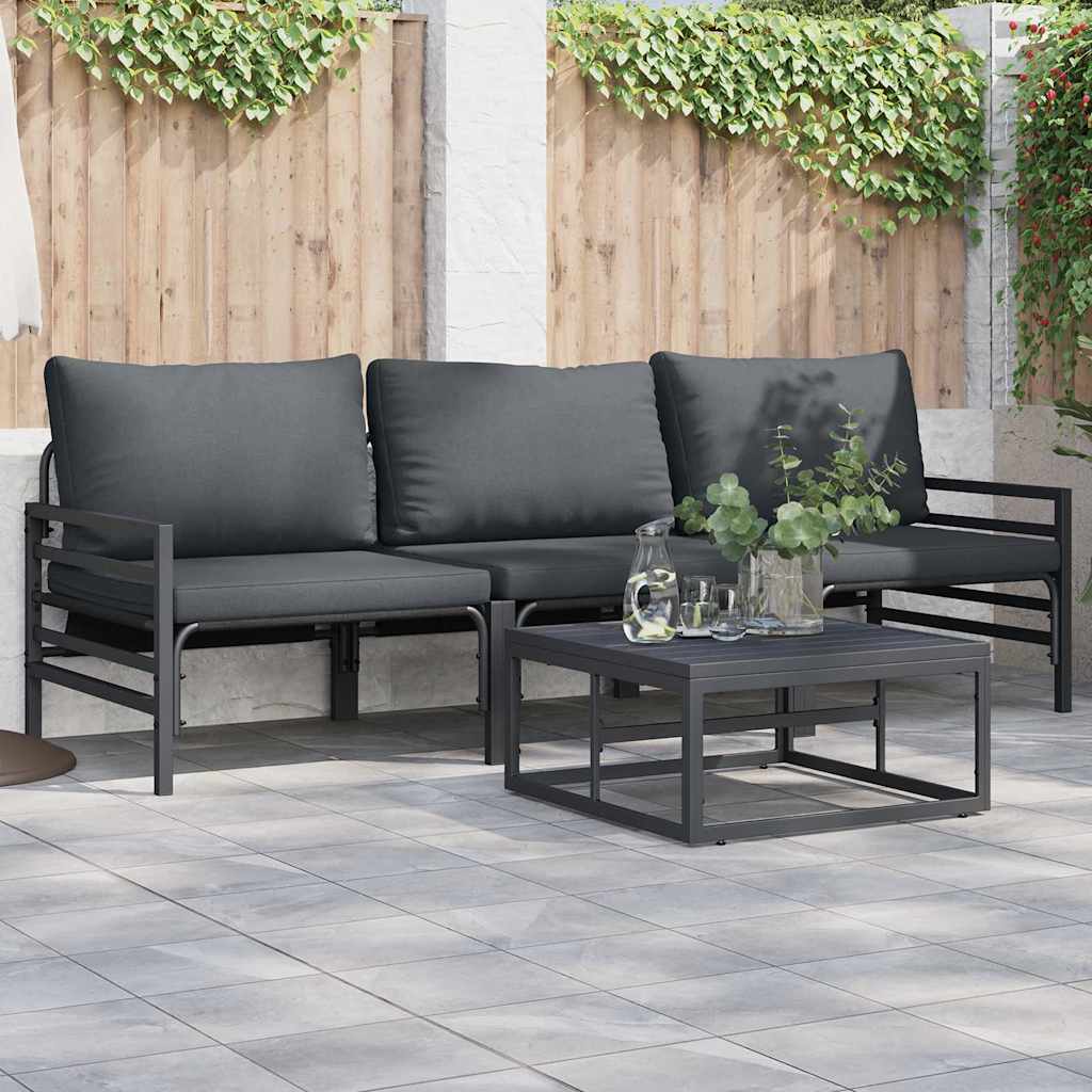 Tuinbankenset met kussen 3 pcs Zwart Staal is nu te koop bij PeponiXL, paradijselijk wonen!