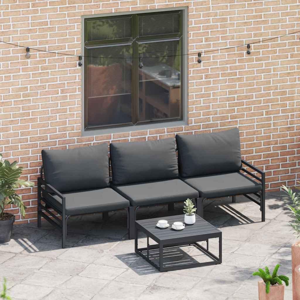 Tuinbankenset met kussen 4 pcs Zwart Staal is nu te koop bij PeponiXL, paradijselijk wonen!