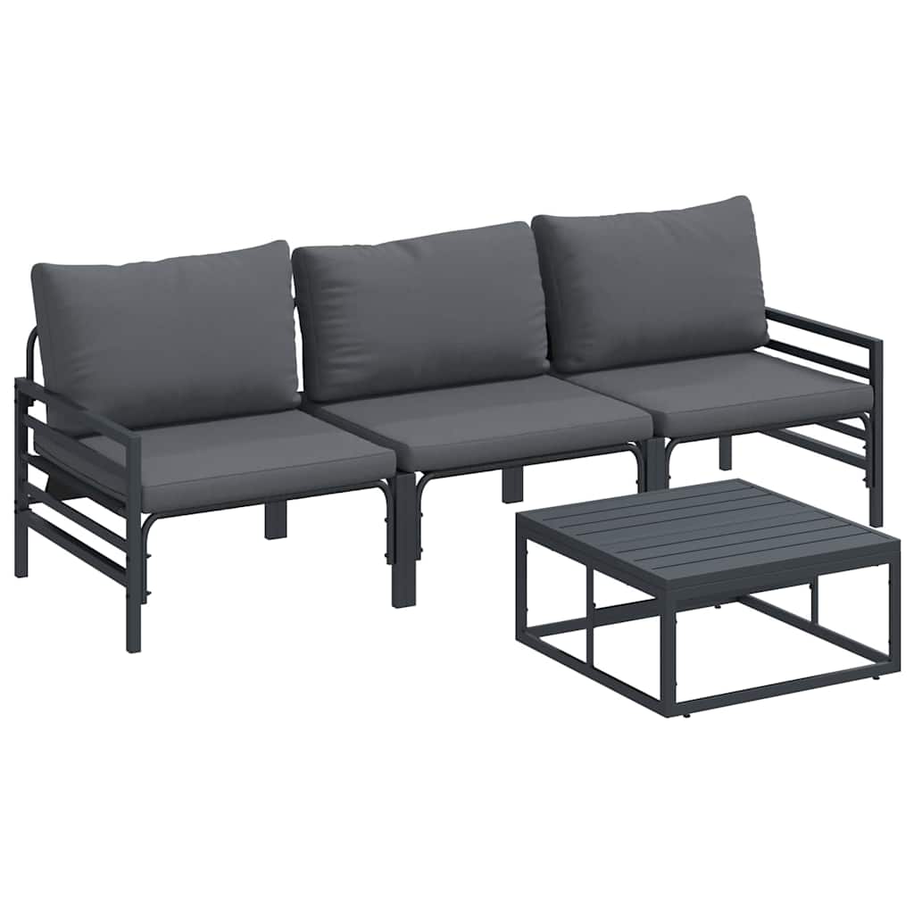 Tuinbankenset met kussen 4 pcs Zwart Staal is nu te koop bij PeponiXL, paradijselijk wonen!