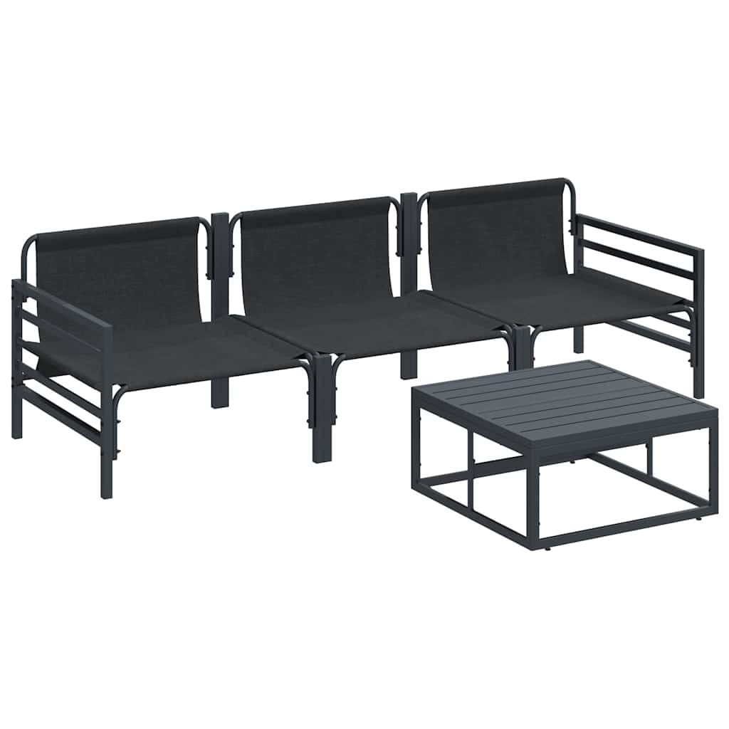 Tuinbankenset met kussen 4 pcs Zwart Staal is nu te koop bij PeponiXL, paradijselijk wonen!