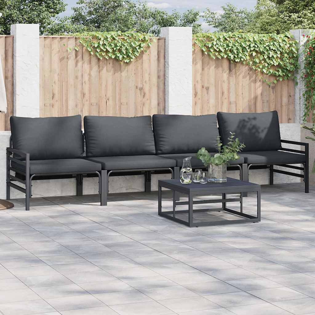 Tuinbankenset met kussen 5 pcs Zwart Staal is nu te koop bij PeponiXL, paradijselijk wonen!