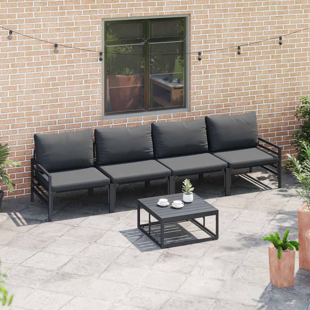 Tuinbankenset met kussen 5 pcs Zwart Staal is nu te koop bij PeponiXL, paradijselijk wonen!