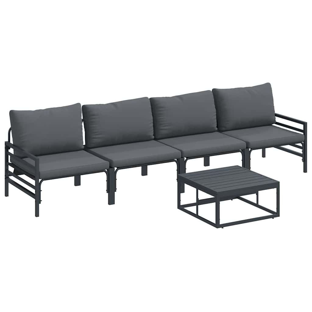 Tuinbankenset met kussen 5 pcs Zwart Staal is nu te koop bij PeponiXL, paradijselijk wonen!