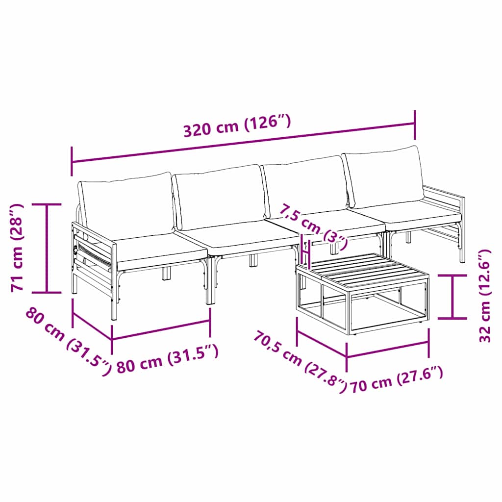 Tuinbankenset met kussen 5 pcs Zwart Staal is nu te koop bij PeponiXL, paradijselijk wonen!