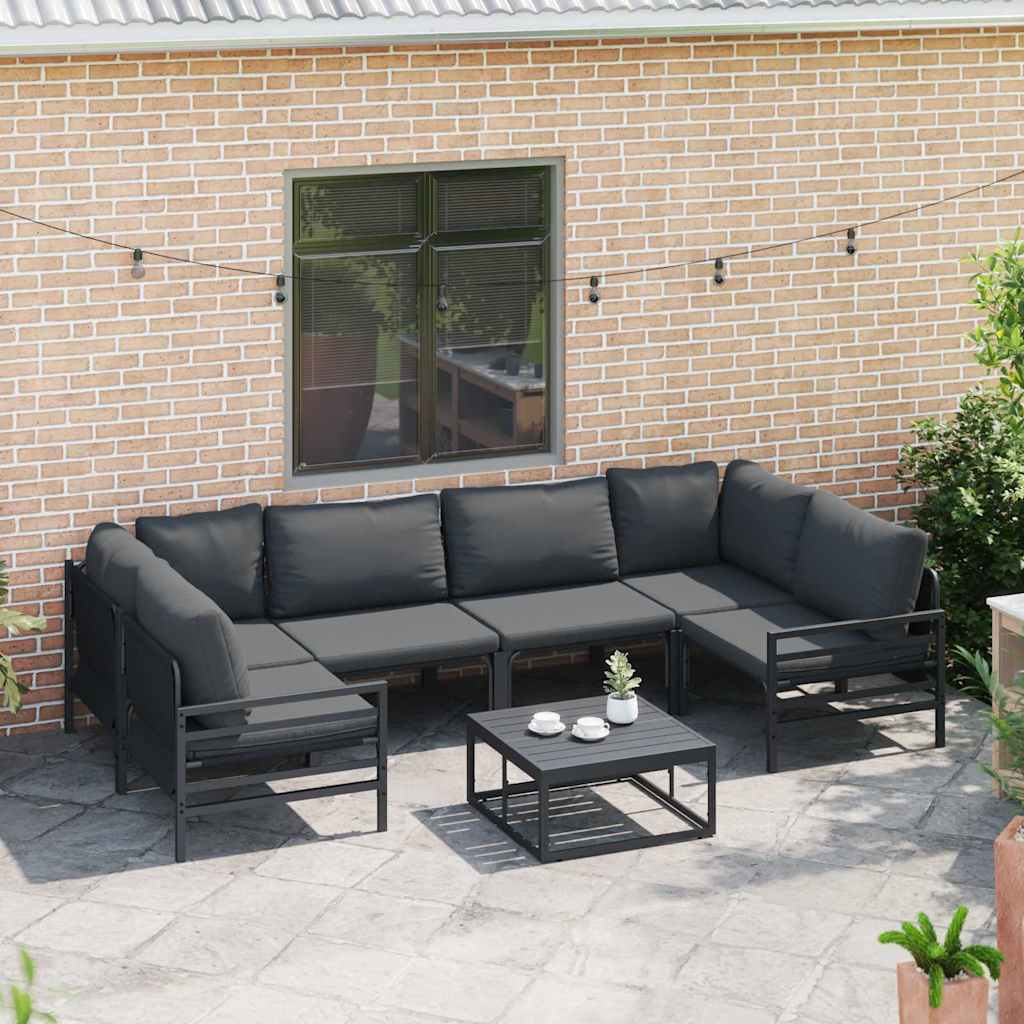 Tuinbankenset met kussen 7 pcs Zwart Staal is nu te koop bij PeponiXL, paradijselijk wonen!
