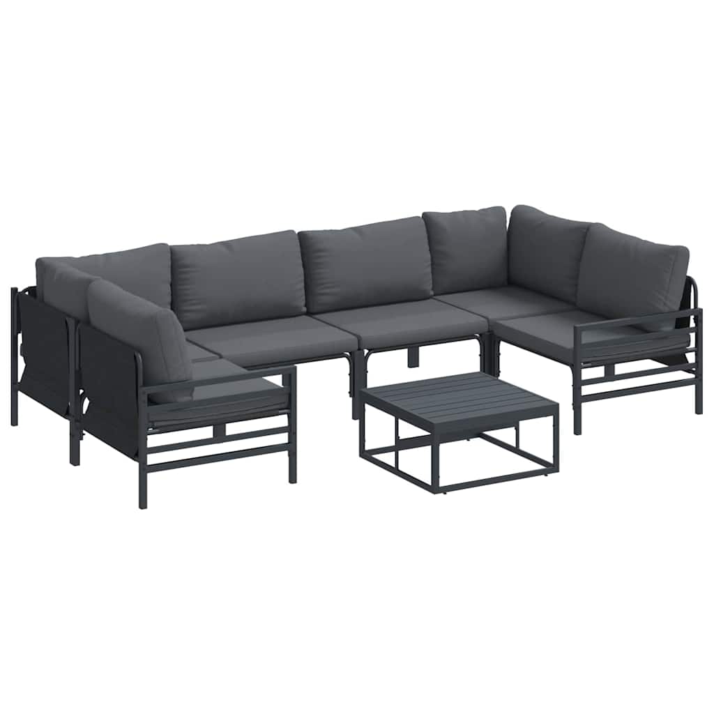 Tuinbankenset met kussen 7 pcs Zwart Staal is nu te koop bij PeponiXL, paradijselijk wonen!