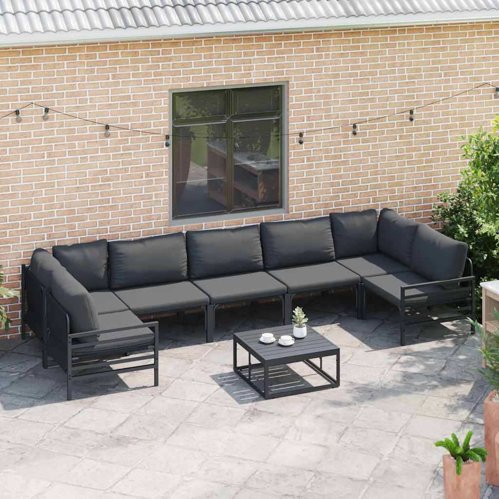 Tuinbankenset met kussen 8 pcs Zwart Staal is nu te koop bij PeponiXL, paradijselijk wonen!