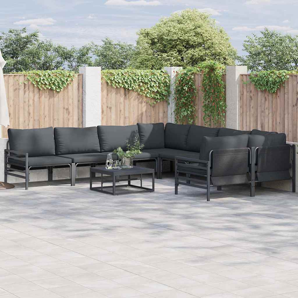 Tuin Sofa Set met kussen Antraciet Staal is nu te koop bij PeponiXL, paradijselijk wonen!