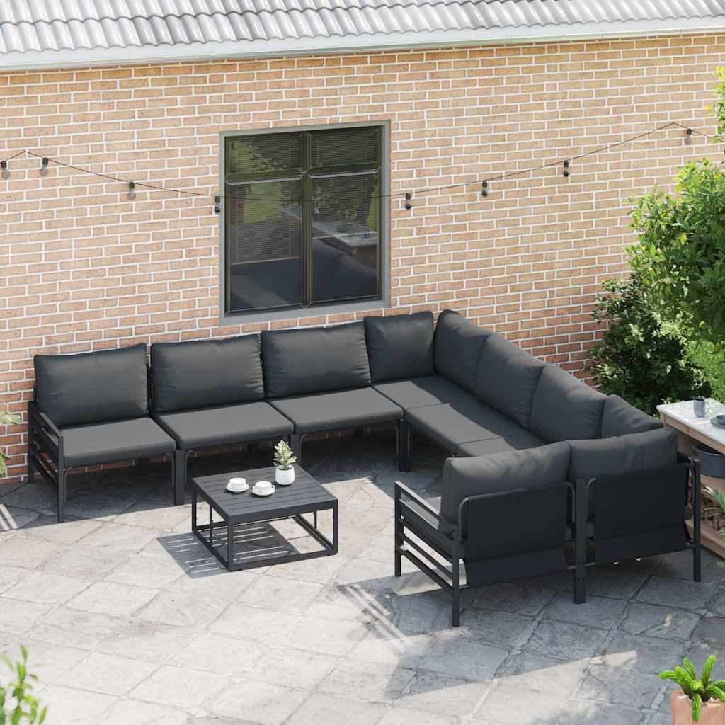 Tuin Sofa Set met kussen Antraciet Staal is nu te koop bij PeponiXL, paradijselijk wonen!