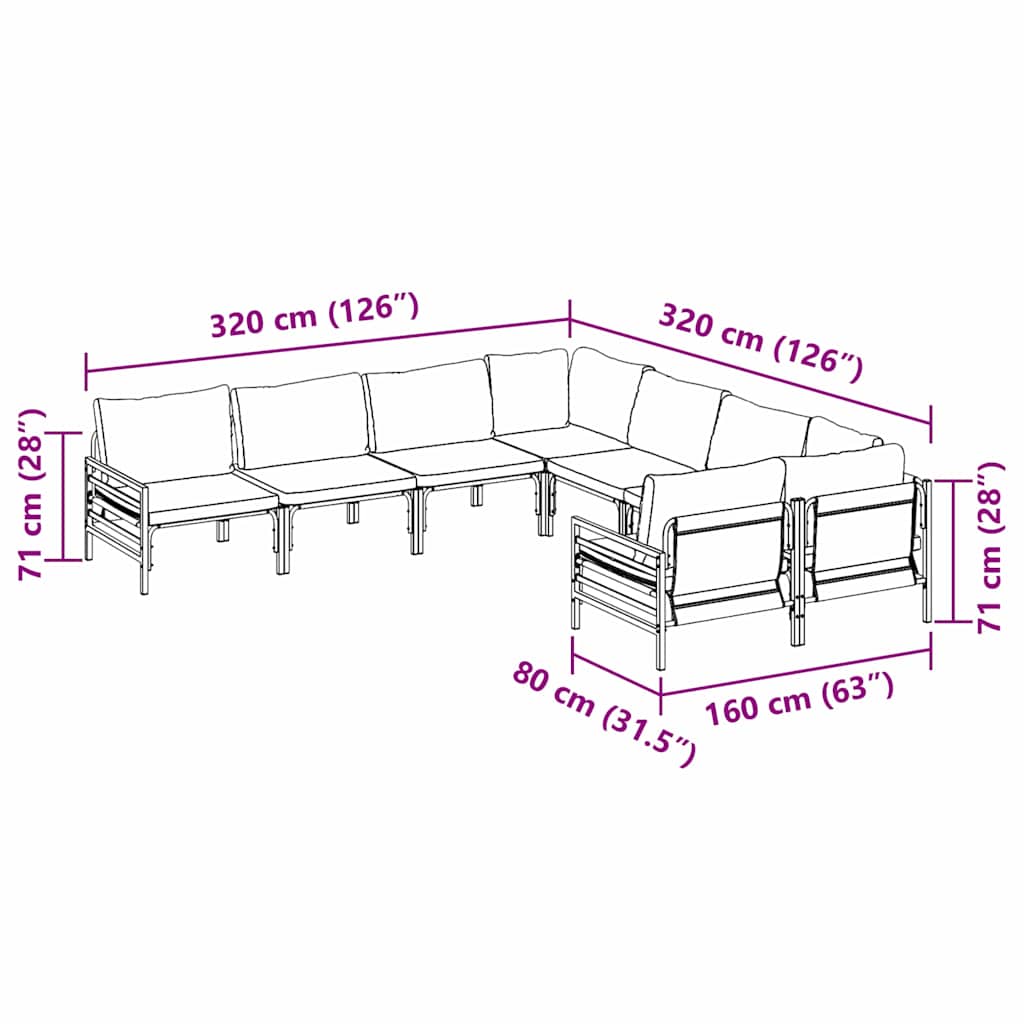 Tuin Sofa Set met kussen Antraciet Staal is nu te koop bij PeponiXL, paradijselijk wonen!