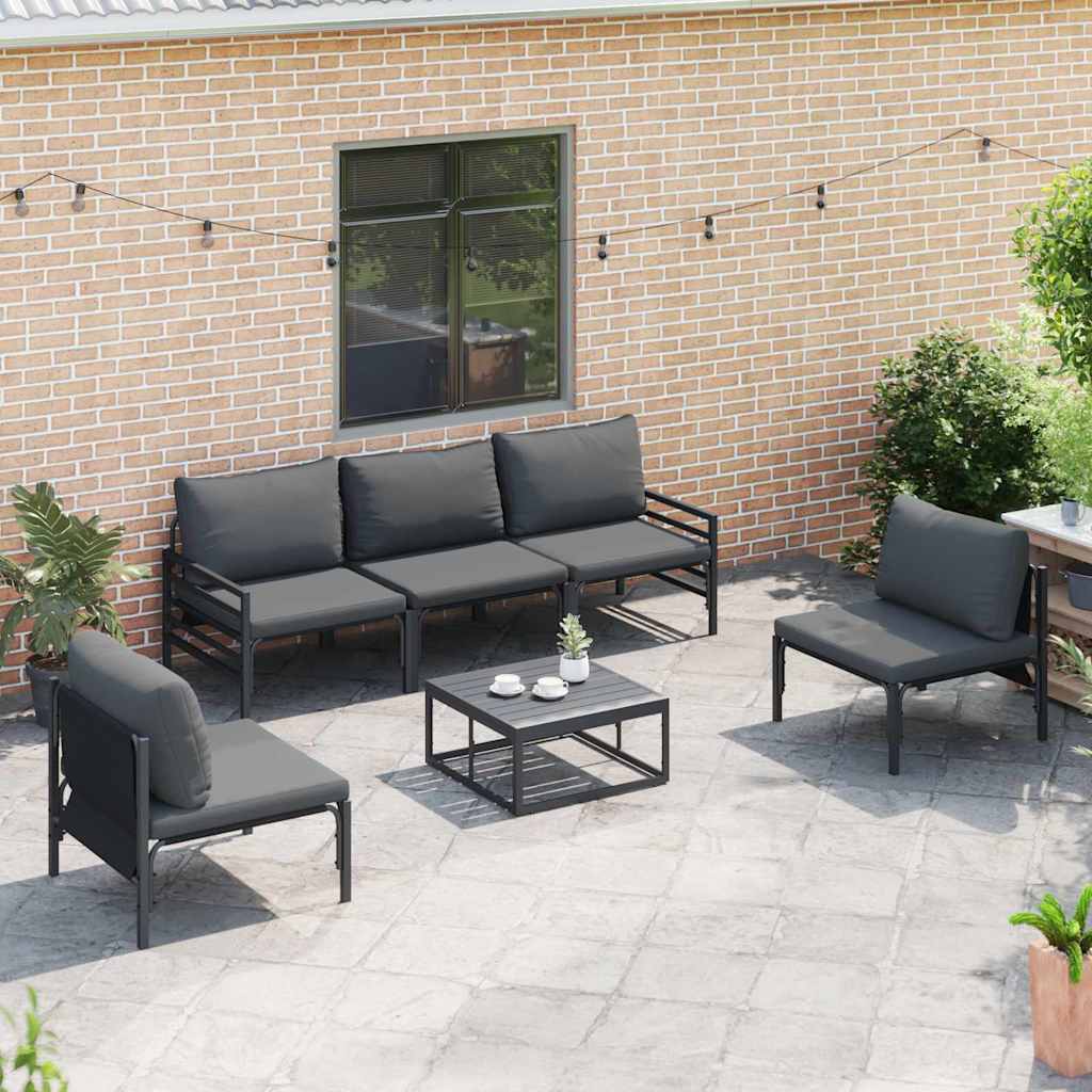 Tuinbankenset met kussen 5 pcs Zwart Staal is nu te koop bij PeponiXL, paradijselijk wonen!