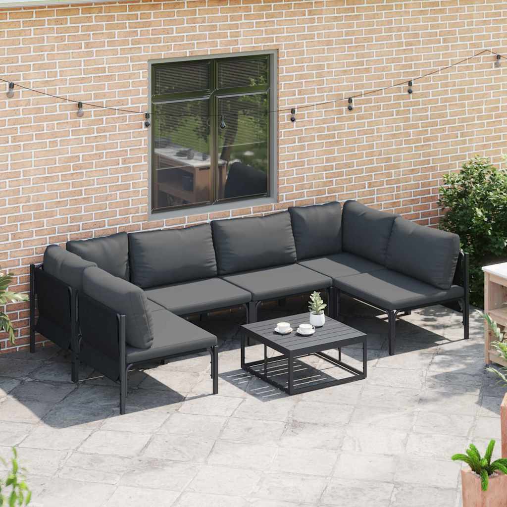 Tuinbankenset met kussen 7 pcs Zwart Staal is nu te koop bij PeponiXL, paradijselijk wonen!