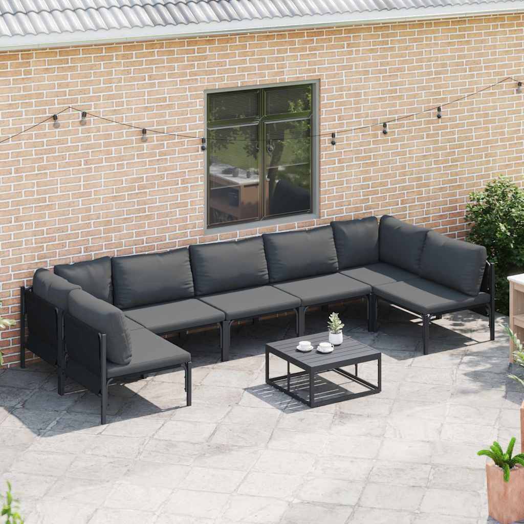 Tuinbankenset met kussen 7 pcs Zwart Staal is nu te koop bij PeponiXL, paradijselijk wonen!