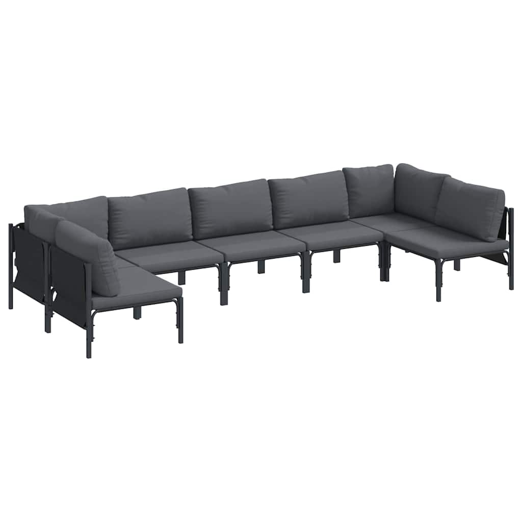 Tuinbankenset met kussen 7 pcs Zwart Staal is nu te koop bij PeponiXL, paradijselijk wonen!