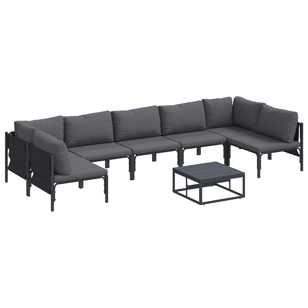 Tuinbankenset met kussen 8 pcs Zwart Staal is nu te koop bij PeponiXL, paradijselijk wonen!