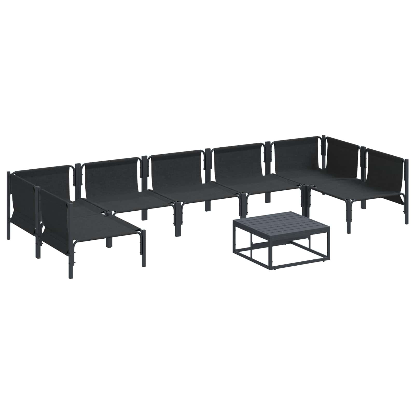 Tuinbankenset met kussen 8 pcs Zwart Staal is nu te koop bij PeponiXL, paradijselijk wonen!