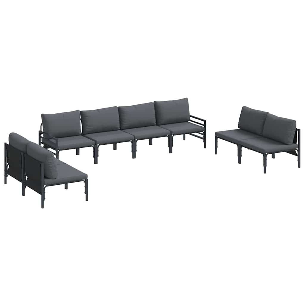 Tuinbankenset met kussen 8 pcs Zwart Staal is nu te koop bij PeponiXL, paradijselijk wonen!