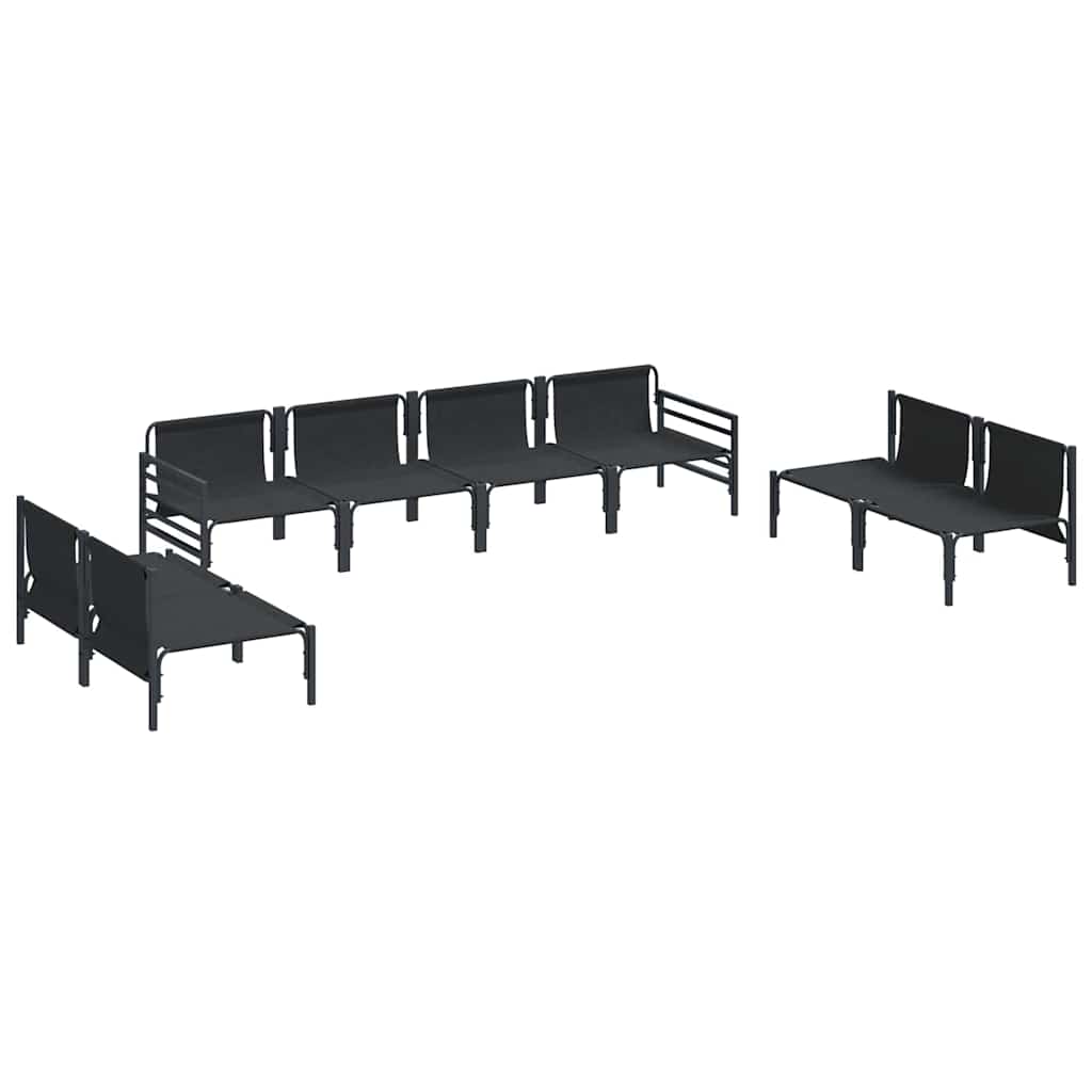 Tuinbankenset met kussen 8 pcs Zwart Staal is nu te koop bij PeponiXL, paradijselijk wonen!