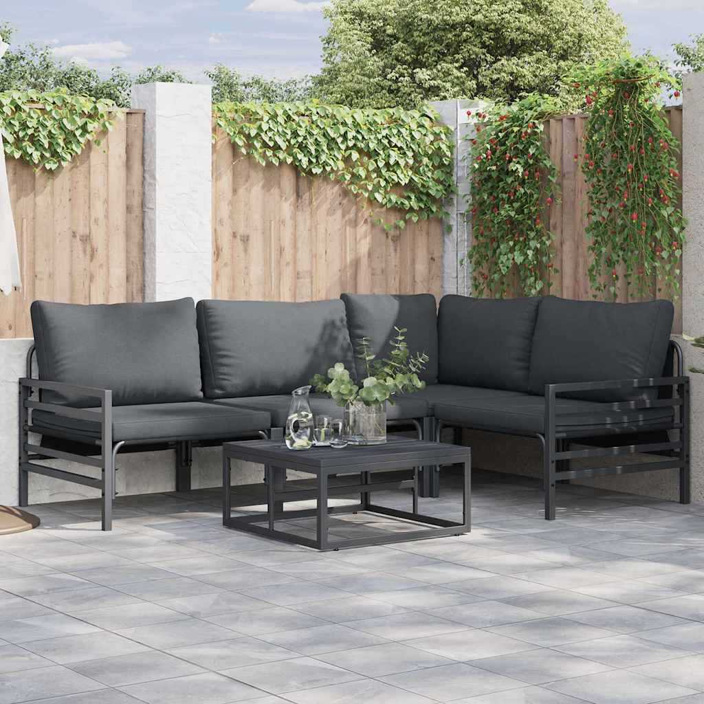 Tuin Sofa Set met kussen 4 pcs Antraciet Staal is nu te koop bij PeponiXL, paradijselijk wonen!