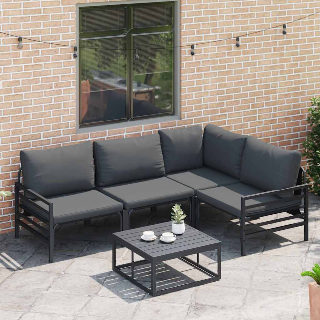Tuin Sofa Set met kussen 4 pcs Antraciet Staal is nu te koop bij PeponiXL, paradijselijk wonen!