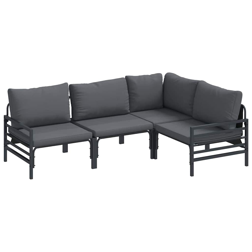 Tuin Sofa Set met kussen 4 pcs Antraciet Staal is nu te koop bij PeponiXL, paradijselijk wonen!
