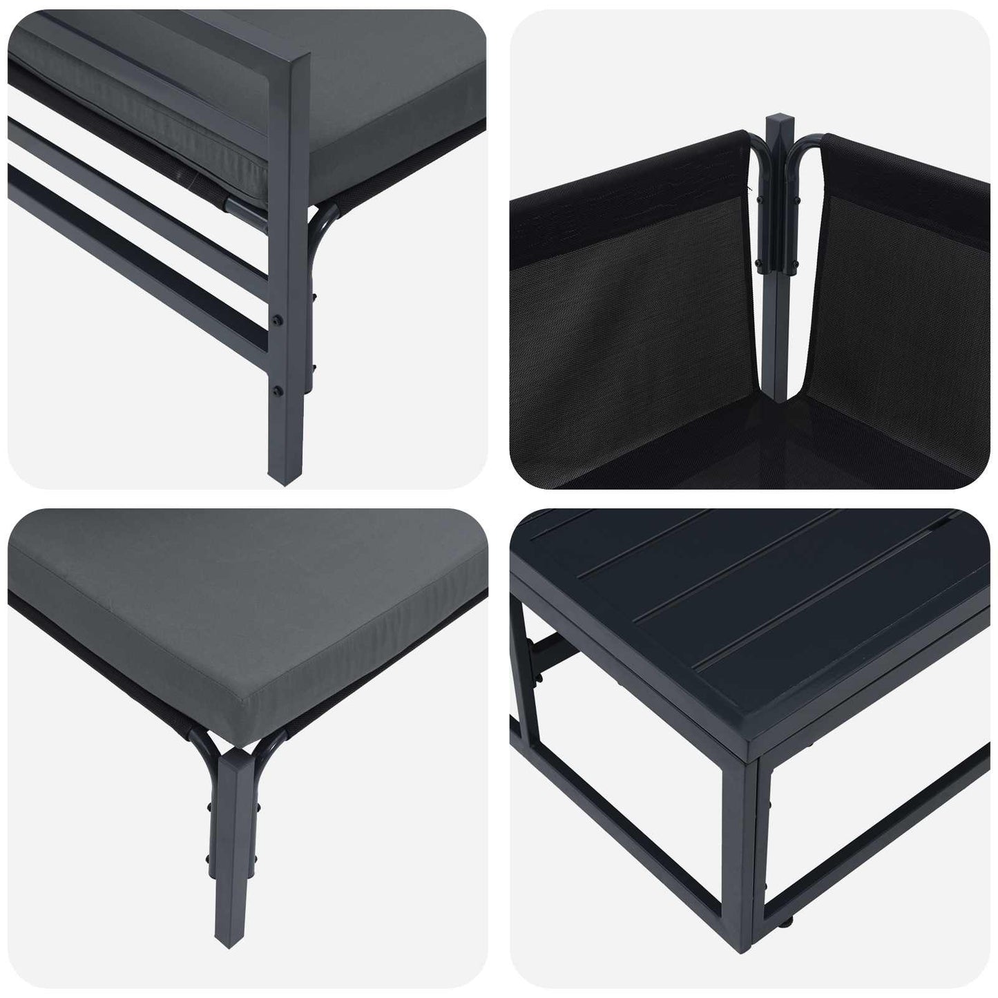 Tuinbankenset met kussen 6 pcs Zwart Staal is nu te koop bij PeponiXL, paradijselijk wonen!