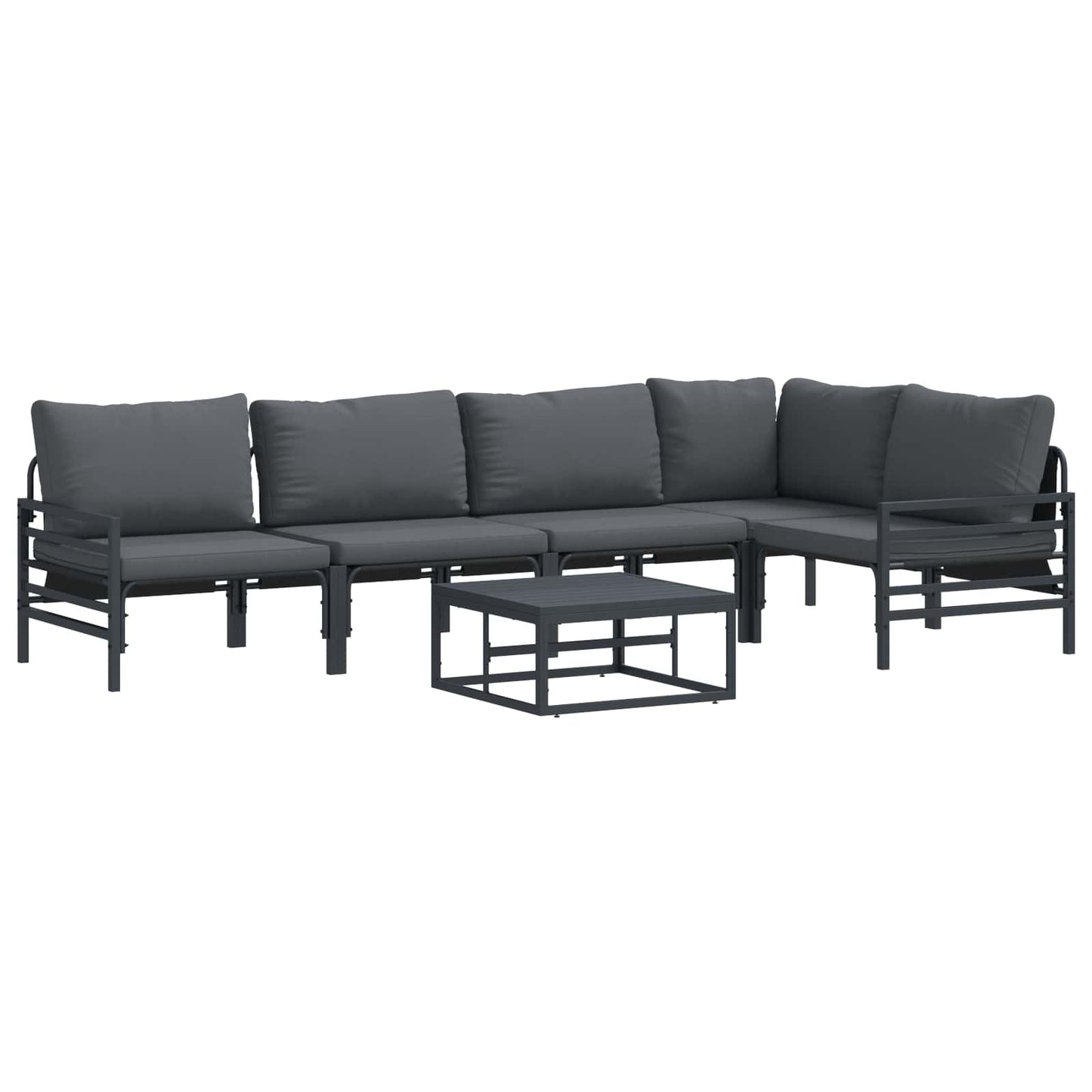 Tuinbankenset met kussen 6 pcs Zwart Staal is nu te koop bij PeponiXL, paradijselijk wonen!