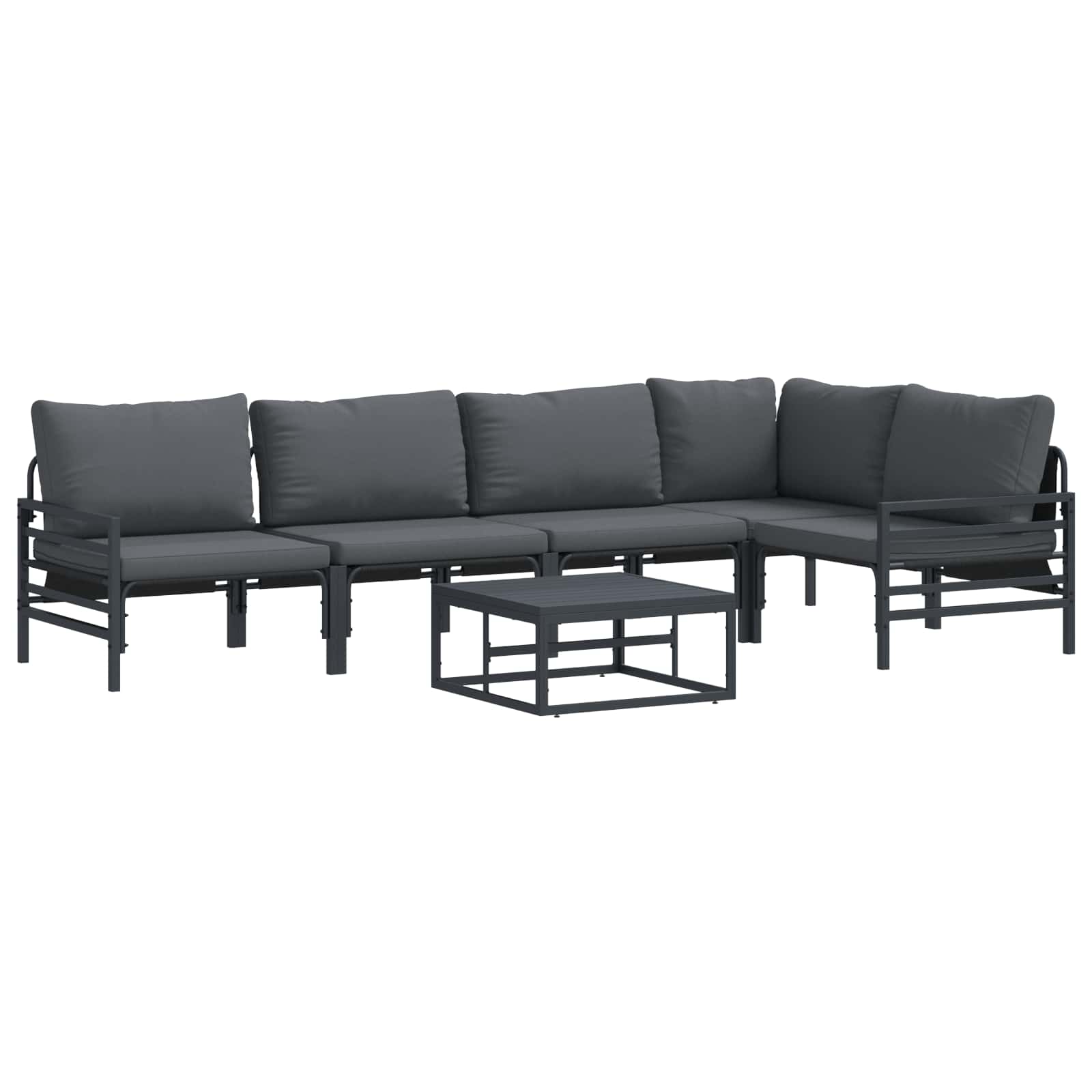 Tuinbankenset met kussen 6 pcs Zwart Staal is nu te koop bij PeponiXL, paradijselijk wonen!