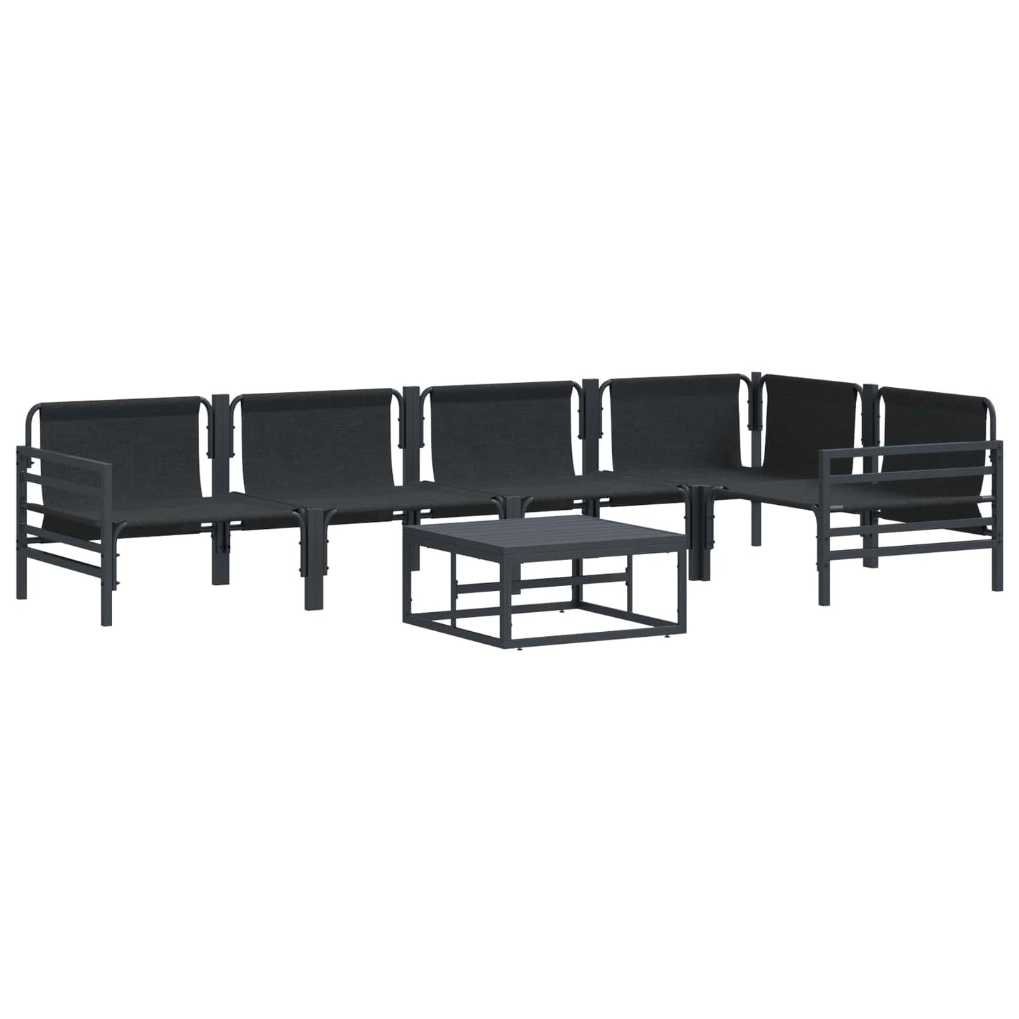 Tuinbankenset met kussen 6 pcs Zwart Staal is nu te koop bij PeponiXL, paradijselijk wonen!