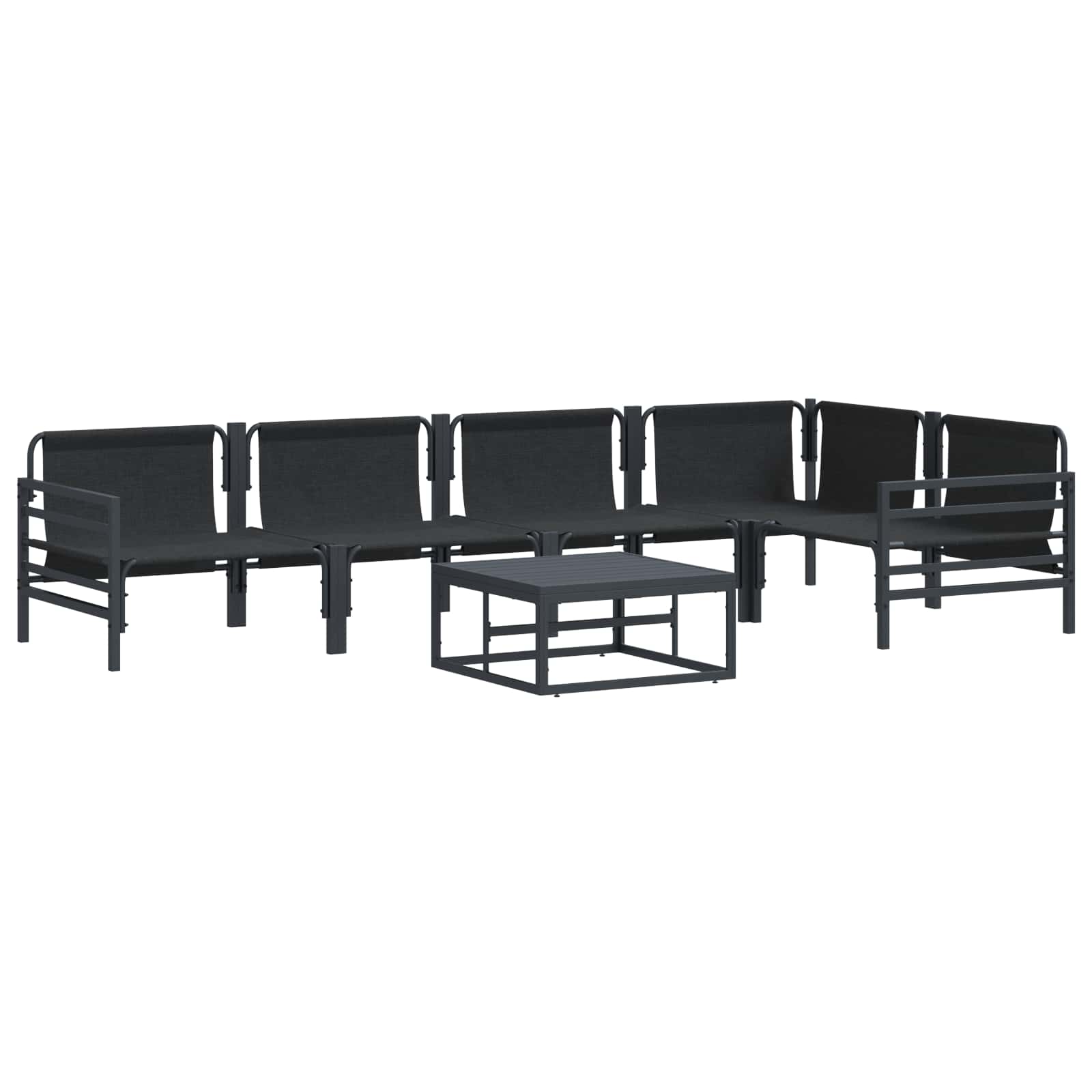 Tuinbankenset met kussen 6 pcs Zwart Staal is nu te koop bij PeponiXL, paradijselijk wonen!
