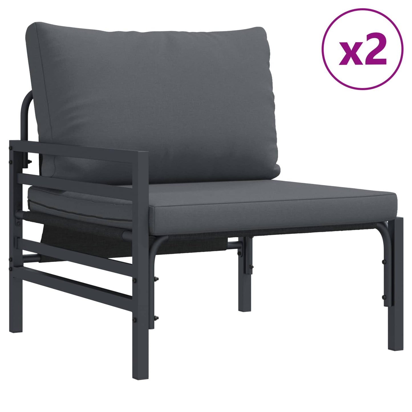 Tuinbankenset met kussen 6 pcs Zwart Staal is nu te koop bij PeponiXL, paradijselijk wonen!