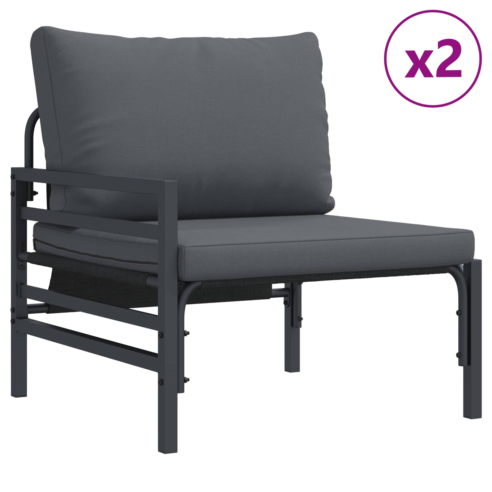Tuinbankenset met kussen 6 pcs Zwart Staal is nu te koop bij PeponiXL, paradijselijk wonen!