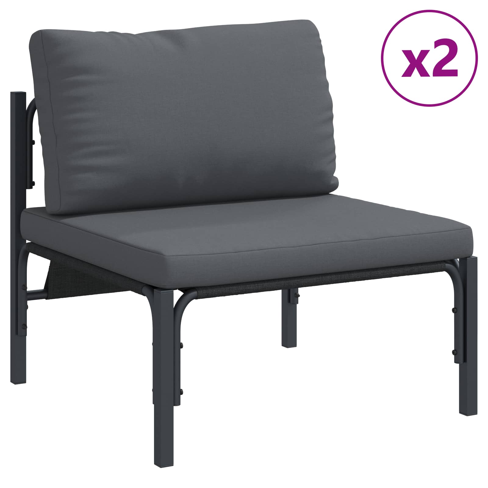 Tuinbankenset met kussen 6 pcs Zwart Staal is nu te koop bij PeponiXL, paradijselijk wonen!
