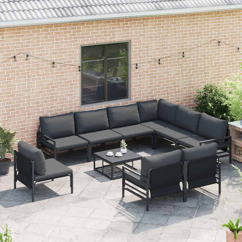 Tuinbankenset met kussen 9 pcs Zwart Staal is nu te koop bij PeponiXL, paradijselijk wonen!