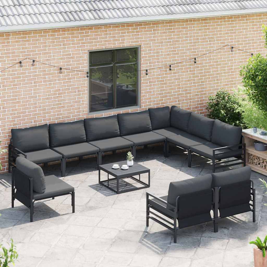 Tuinbankenset met kussen 11 pcs Zwart Staal is nu te koop bij PeponiXL, paradijselijk wonen!