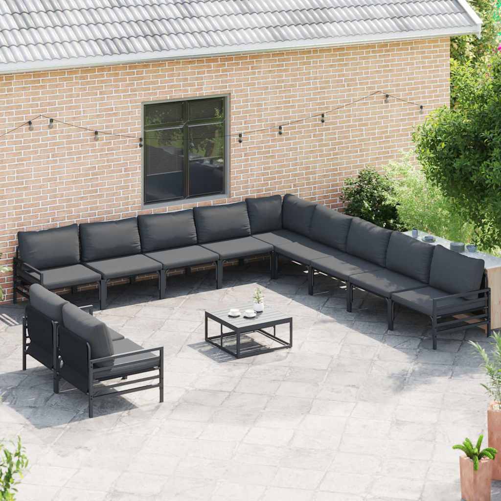 Tuin Sofa Set met kussen Antraciet Staal is nu te koop bij PeponiXL, paradijselijk wonen!