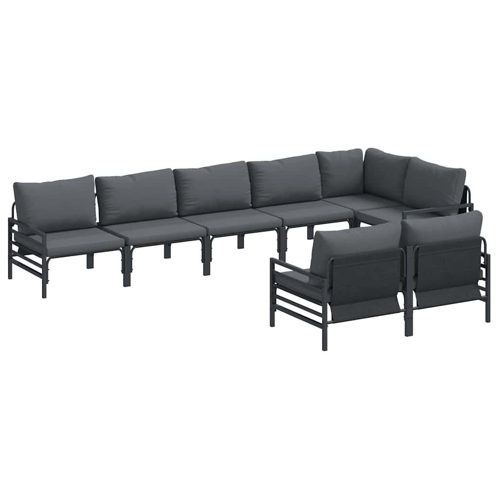 Tuinbankenset met kussen 8 pcs Zwart Staal is nu te koop bij PeponiXL, paradijselijk wonen!