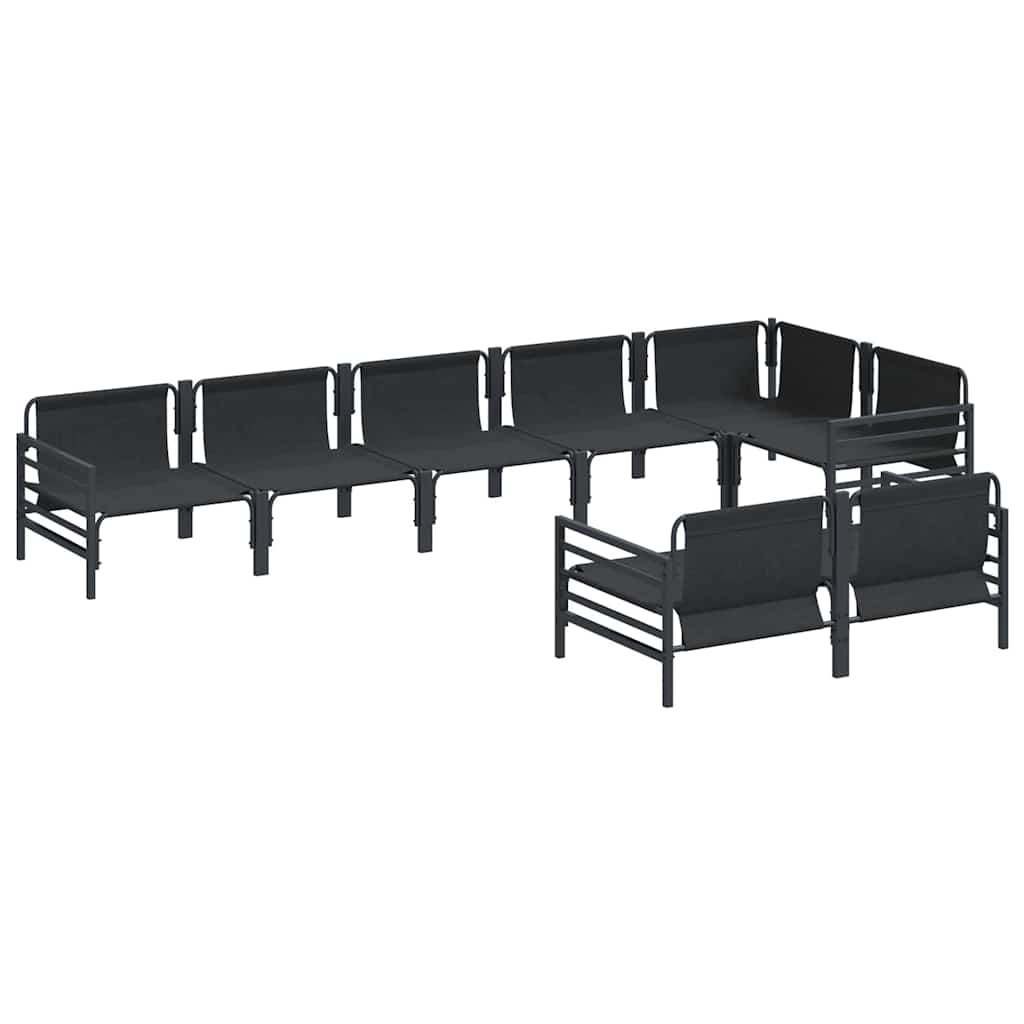 Tuinbankenset met kussen 8 pcs Zwart Staal is nu te koop bij PeponiXL, paradijselijk wonen!